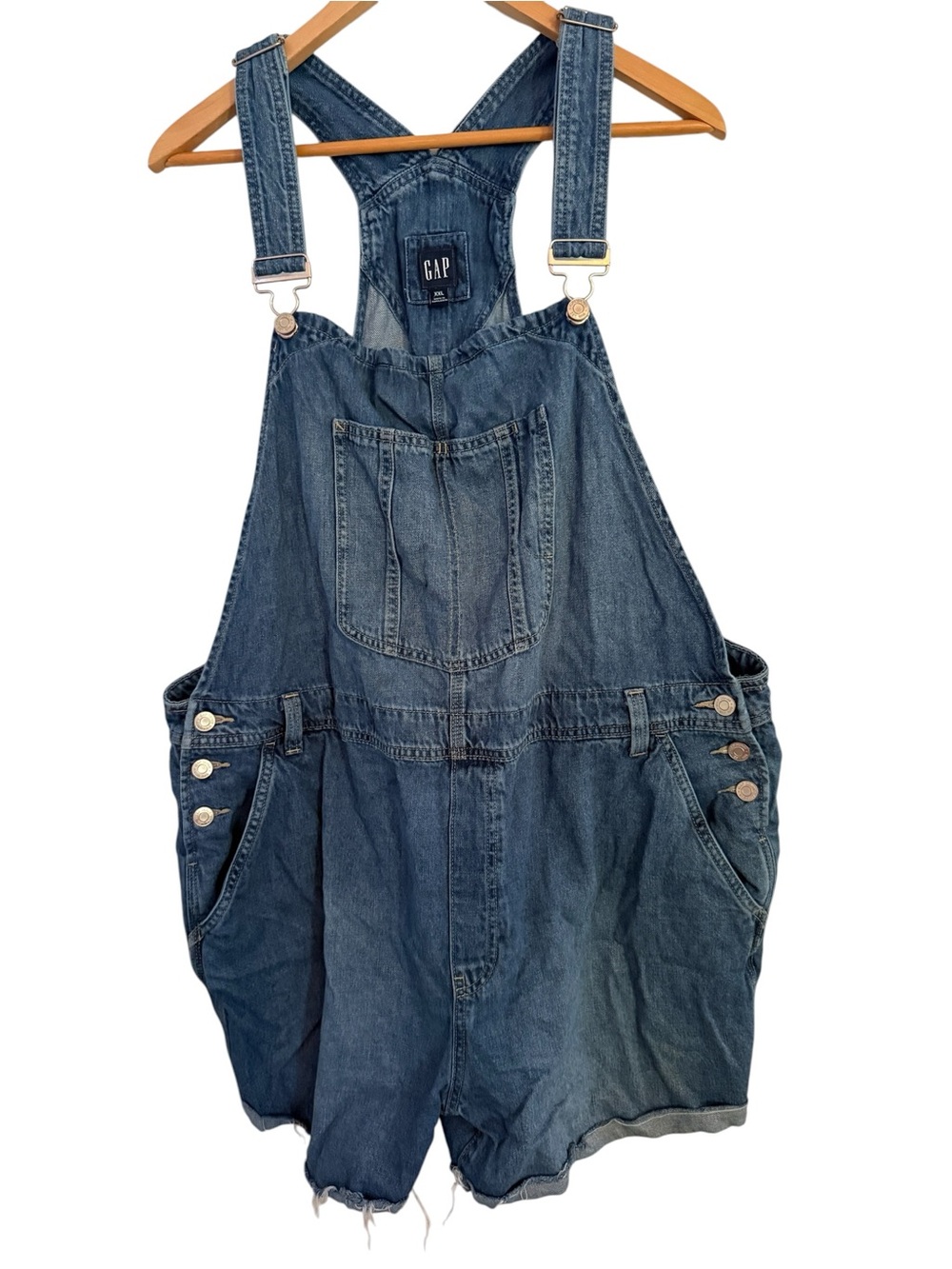 GAP womens Relaxed Denim Short Overalls - Blue size XXL